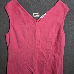 Pendleton Pintuck Textured V-Neck Pink Tank Top. XL Coastal Grandma.